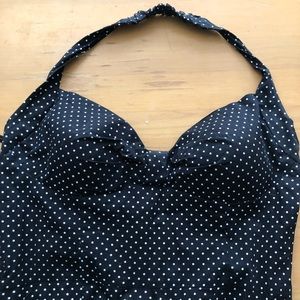 Black and white polka dots halter dress